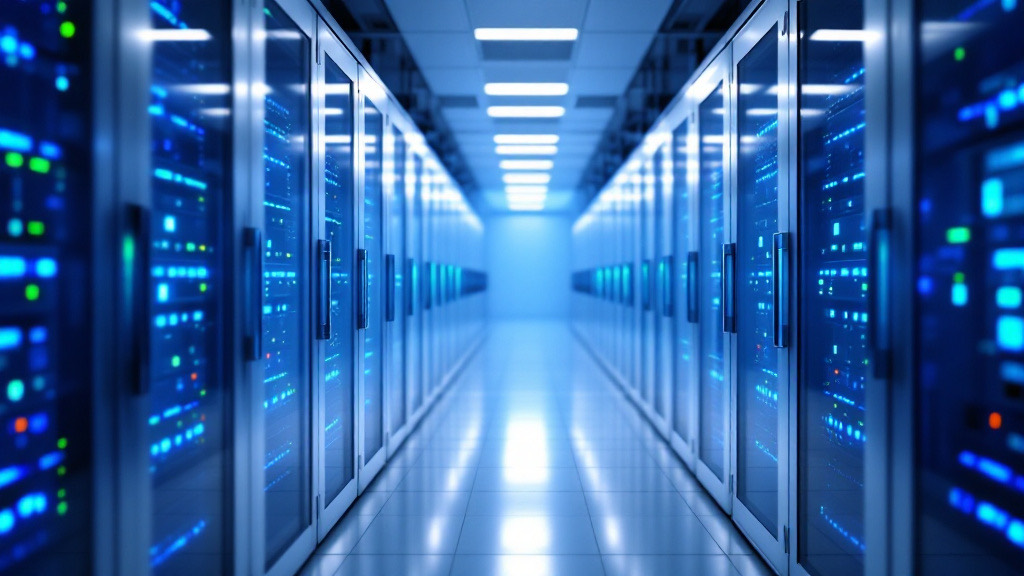A row of servers in a clean, well-lit data center